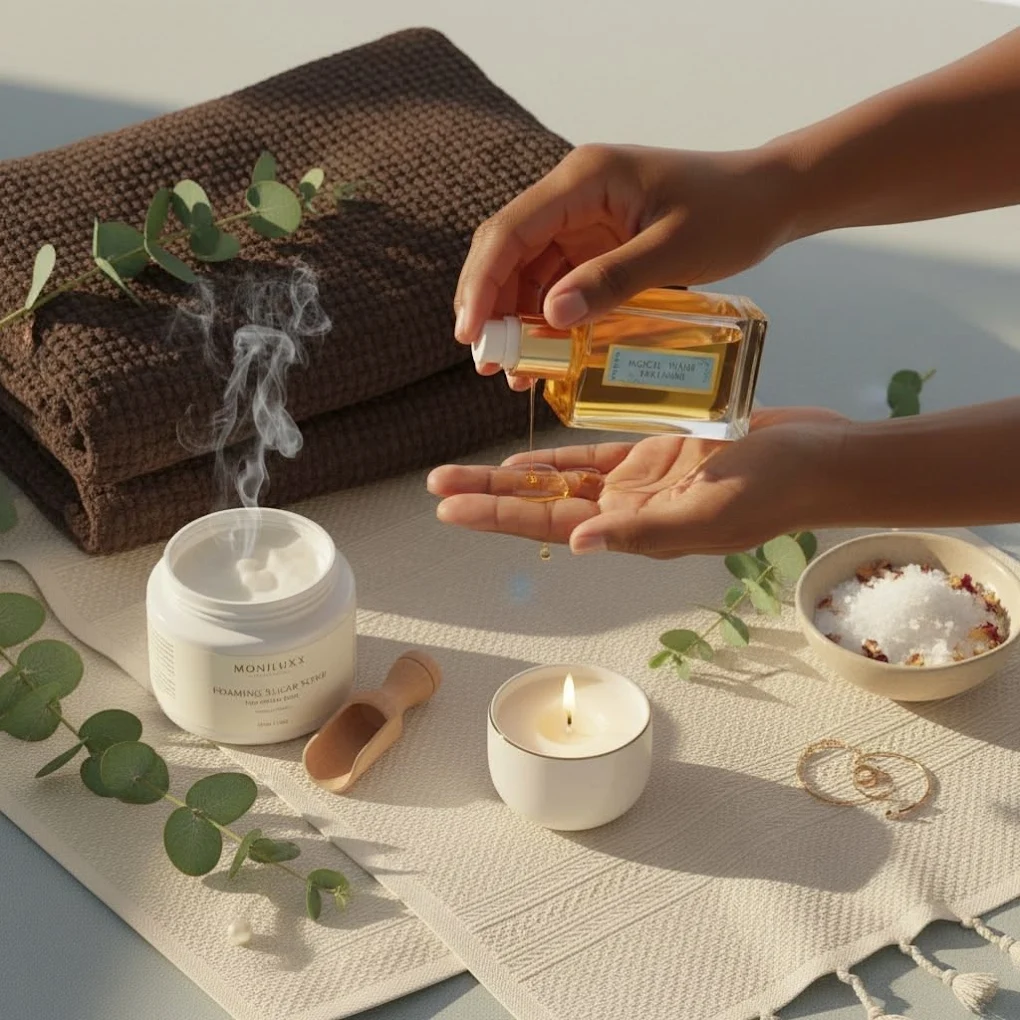 Aroma oil spa treatment setup